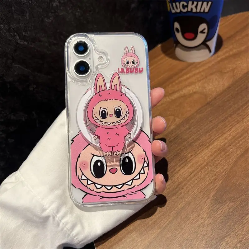 New Labubu Magnetic Folding Bracket Anime Cute Labubu Rabbit Holder for IPhone Holder Grip Tok Cartoon Holder Gift