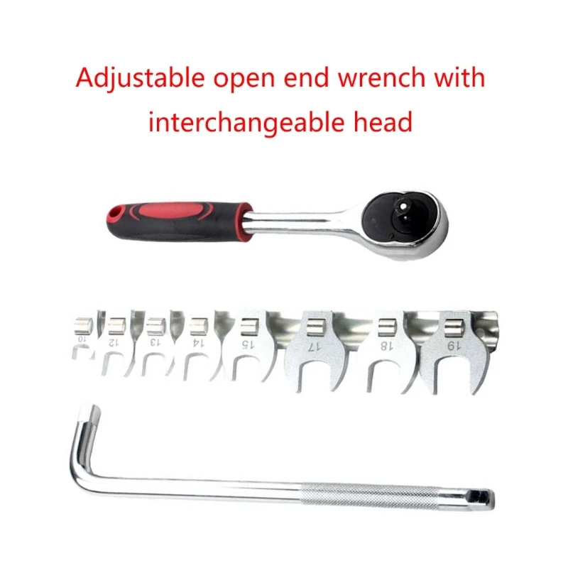 3/8inch Ratchet Wrench Set Extending Interchangeable Head Ratchet Spanners Plate Ratchet Handle Tool for Car Repairs