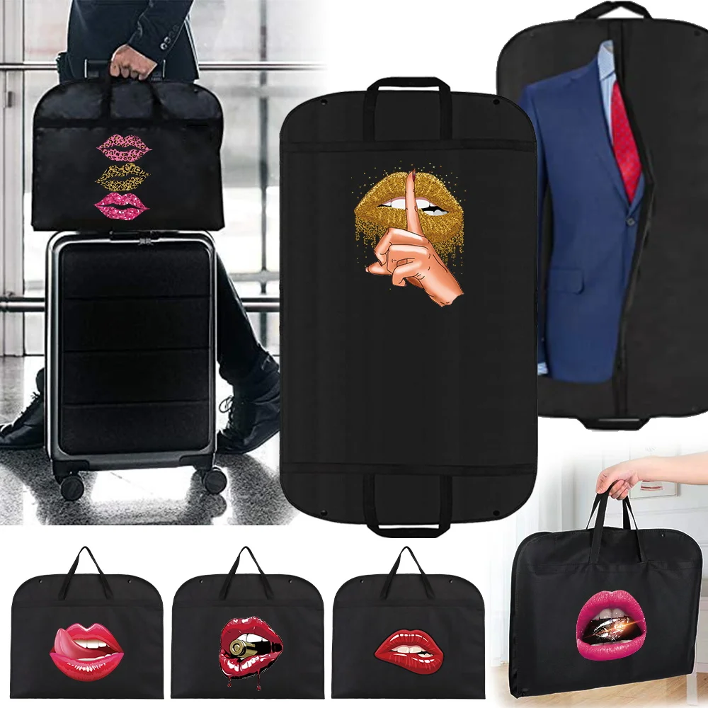 Garment Bags Black Non-woven Fabric Waterproof and Dustproof Wardrobe Hanging Clothes Organizing Bag Banquet Clothing Handbag