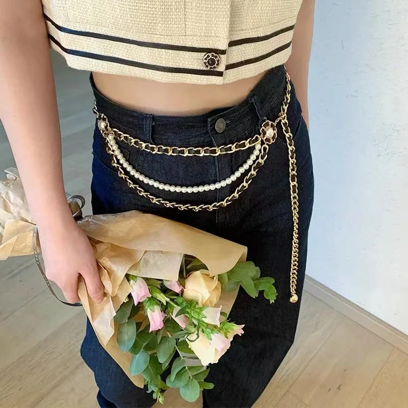 Gold Multi-layered Metal Women\'s Waist Chain Korean Fashion Exclusive Y2k High Street Banquet Belt For Femme Apparel Accessories