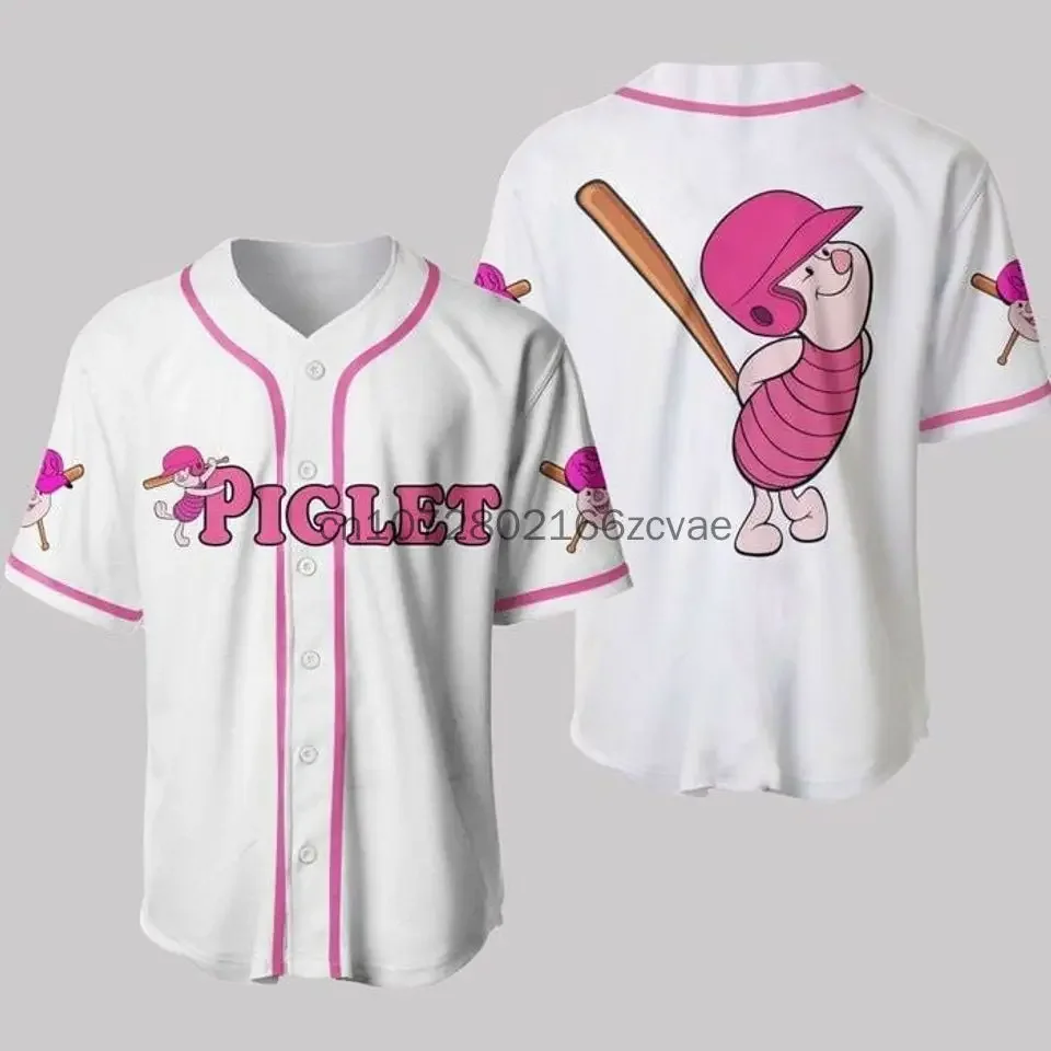 Maillot de Baseball Personnalisé Disney Winnie l'Ourson Porcinet pour Homme et Femme, Streetwear à la Mode, Été