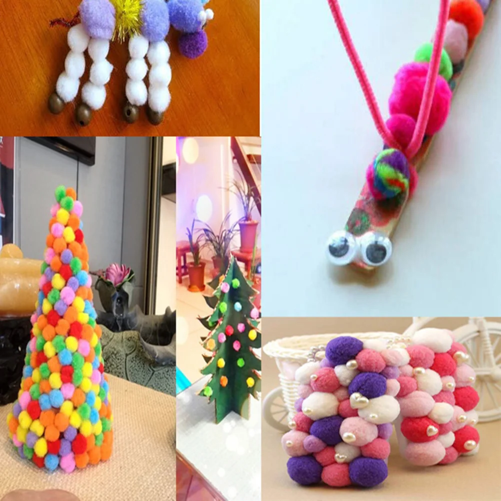 1 Set Diy Craft Materials Kit Pompoms Chenille Stems Self-Sticking Eyes For Kids Kindergarten Handicraft Creative Diy Twisting