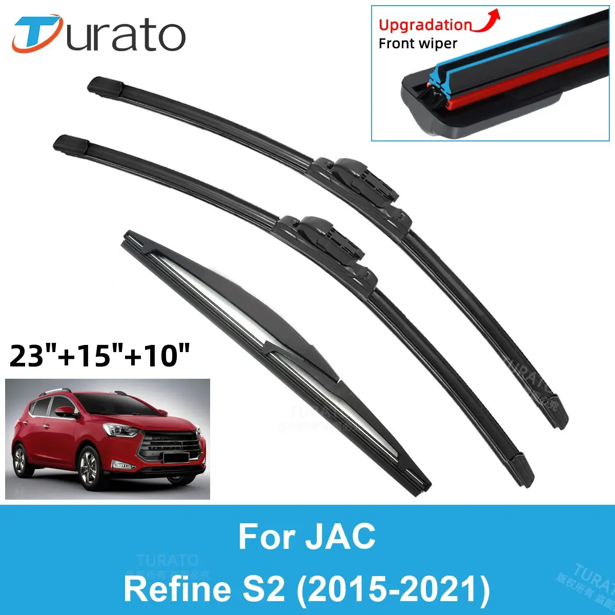 

3PCS Car Wiper Blades for 2015-2021 JAC Refine S2 Rear Windshield Wipers Double Rubber Car Accessories 2017 2018 2019 2020 2021