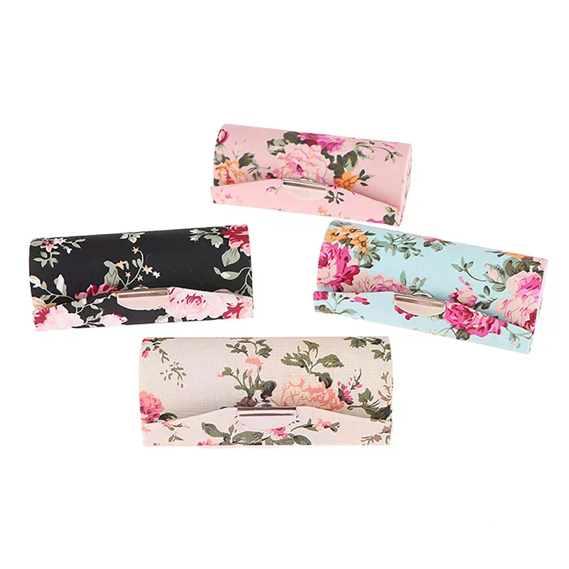 Lipstick Case Mini Mirror Lip Gloss Box Flower Designs Retro Embroidered Jewelry Holder Women Beauty Makeup Storage Fashion Gift