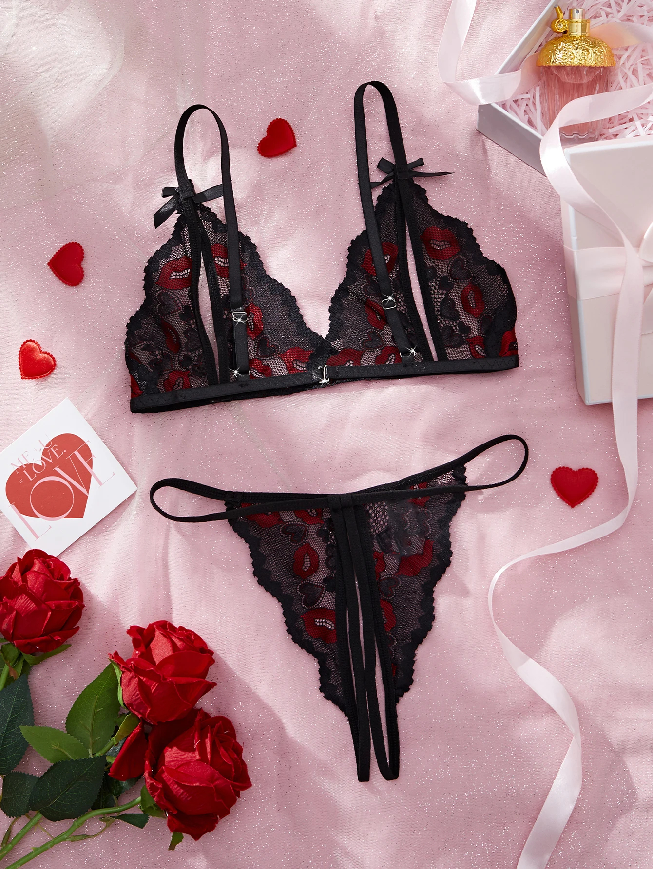 حار الشفاه الدانتيل التباين مجموعة غريبة للنساء مفتوحة الصدر الصدرية سيور مجموعات الصيف الإناث الملابس الداخلية لطيف المثيرة الكبار مثير الملابس الداخلية #2