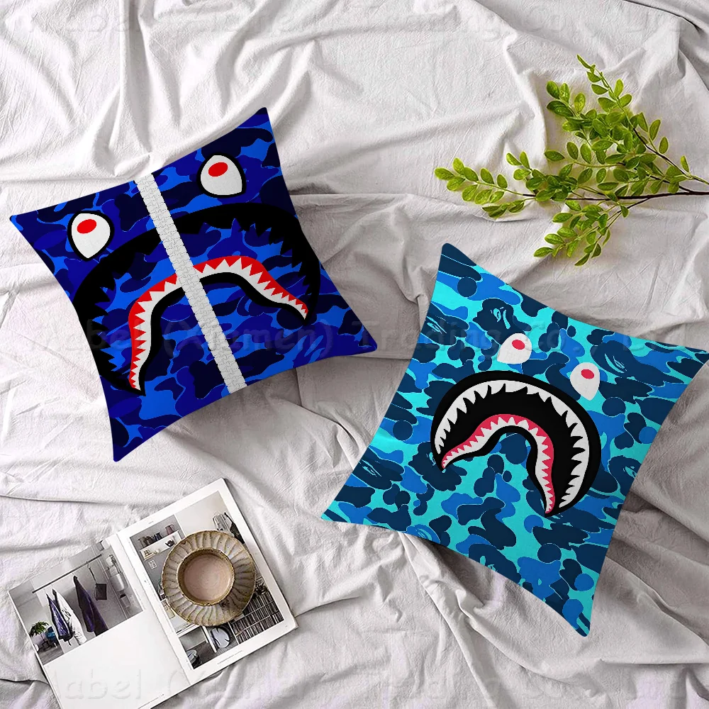 Shark Head Ritch A-Bath-B-BAPE Pillow Anime Pillow Sofa Bed Head Pillow Cover Cushion Cover 45x45 Cm Fashion