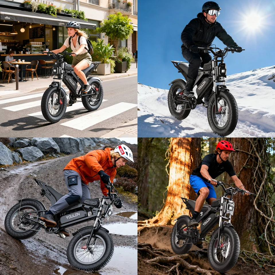 YOULON Y10 Electric Bicycle, 1500W Motor 48V20Ah Long Range for Teens, Ebike with Dual Hydraulic Brakes for Adultes, 20"*4 Fat Tire All-Terrain for Commuting E-Bicycle, Electric Mountain Bike, E bike UL 2849, 1 Year Warranty image 8