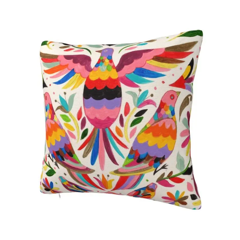 Custom Mexican Otomi Birds Cushion Cover Sofa Living Room Flowers Floral Mexico Square Pillow Cover