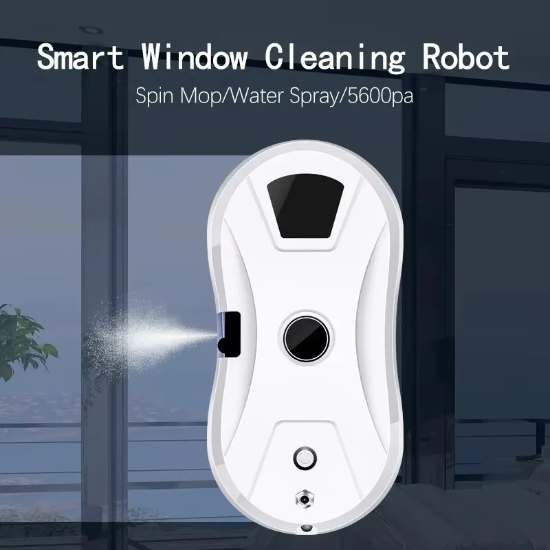 Commercial Window Cleaning Robot Portable AI Smart Path Dual Spinning Mop Ultrasonic Water Spray Remote Control Cleaning Machine view 6