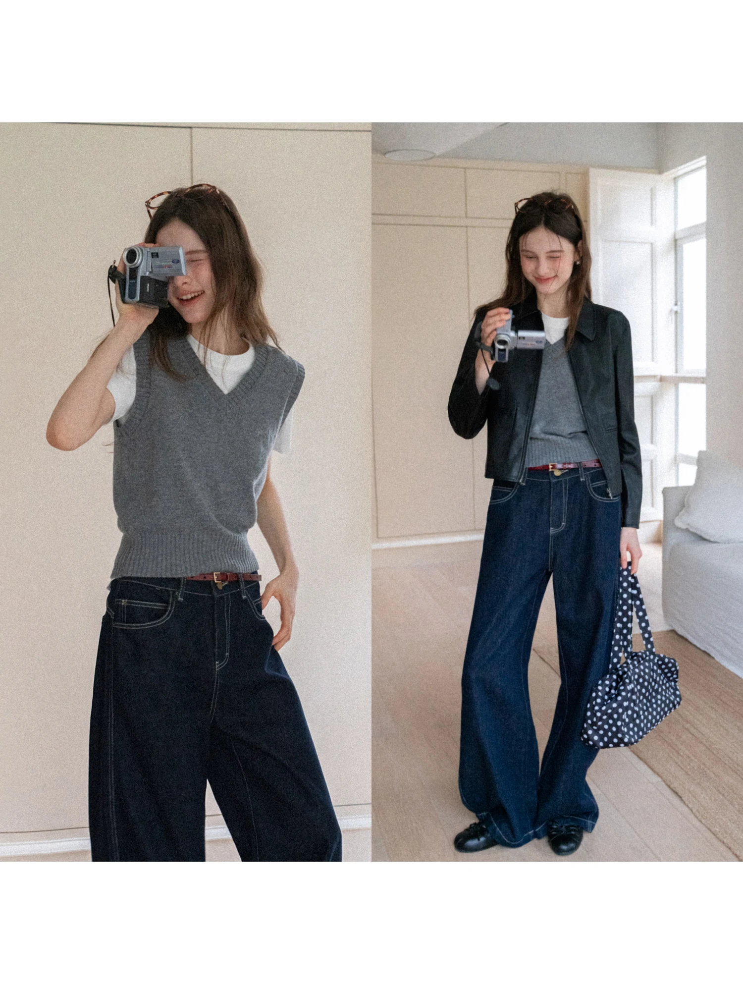 

Ay Винтажный вязаный жилет, женский повседневный топ с v-образным вырезом EGGKA в стиле ретро, полиэфирное волокно, прямой крой, повседневная одежда