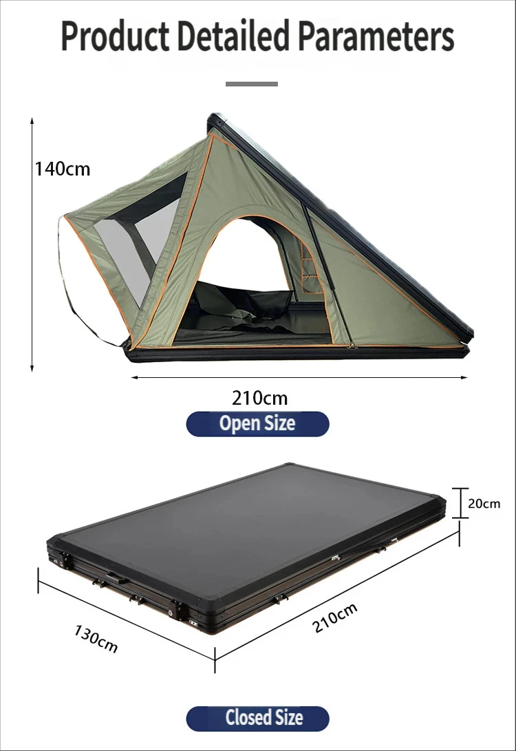 Customized Automatic Aluminum Alloy Hard Shell Triangular Double Layer Four-Season Waterproof Car Roof Tent