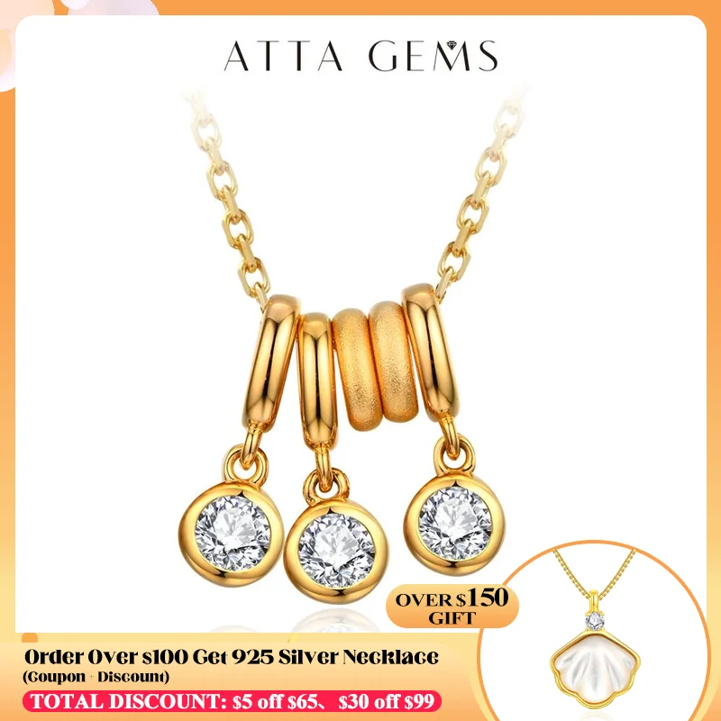 

ATTAGEMS 4.25mm D Color Luxurly Moissanite Necklace for Women Man 925 Sterling Silver Yellow Gold Plated Pendant Anniversary