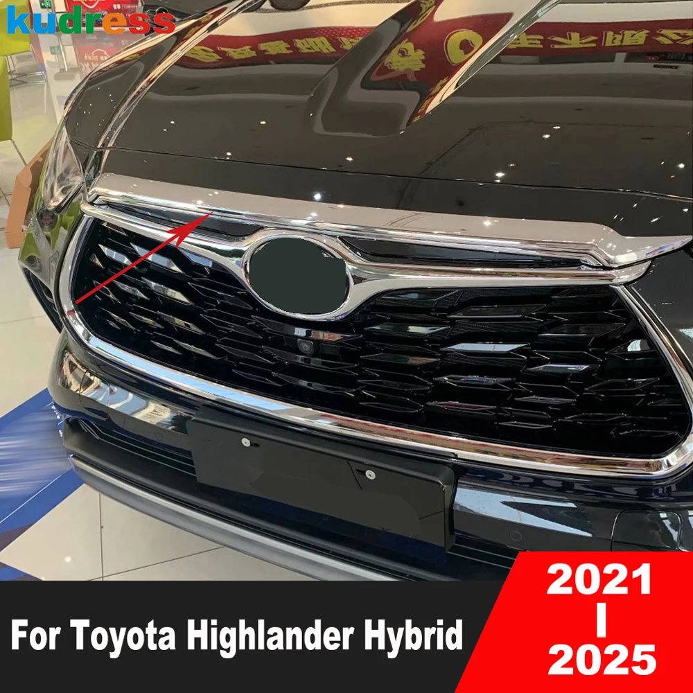 

Для Toyota Highlander XU70 Kluger Hybrid 2021-2025: Хромированная накладка на капот (крышку двигателя), автомобильные аксессуары