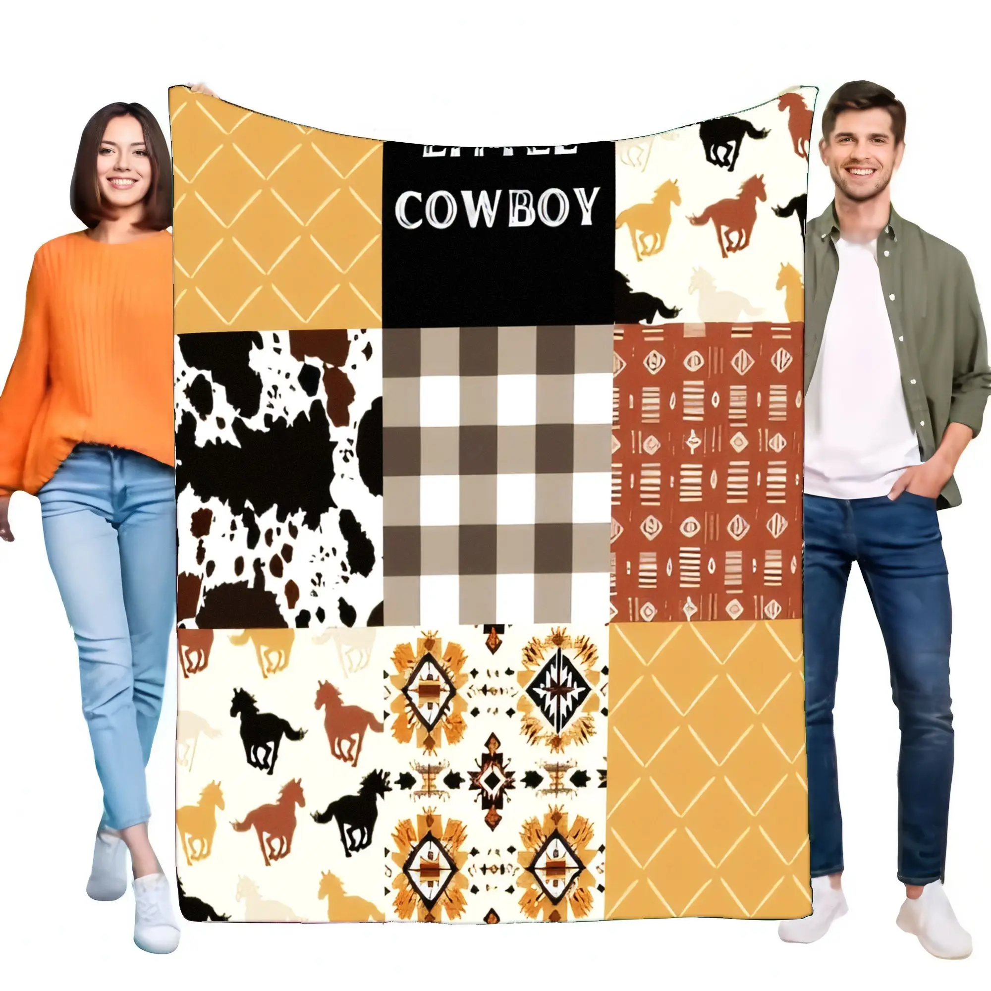 Little Cowboy Fleece Blanket Soft Plush Throw for Kids Cozy Multi-Pattern Lightweight Bed Sofa Decor Perfect Birthday Gift