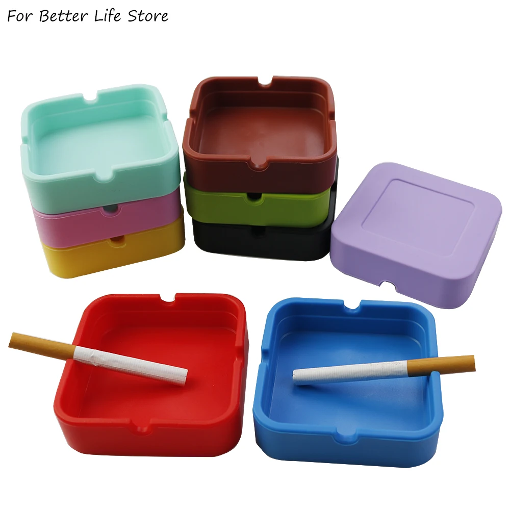 1Pcs Silicone Ashtray High Square Quality 8CM 9 Colorful Rubber Rack Smoking Accessories Waterproof Slip And Anti Scalding