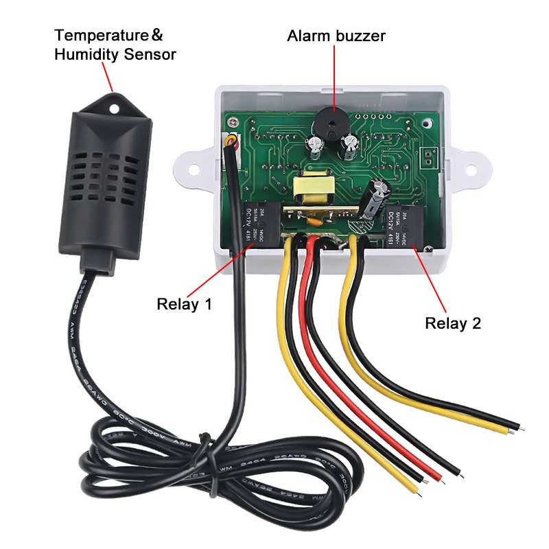 Imagem -06 - Digital Led Temperatura Umidade Controlador 12v 24 110v 220 Termômetro Higrômetro Medidor Sensor Termostato Incubadora de Ovos W1099