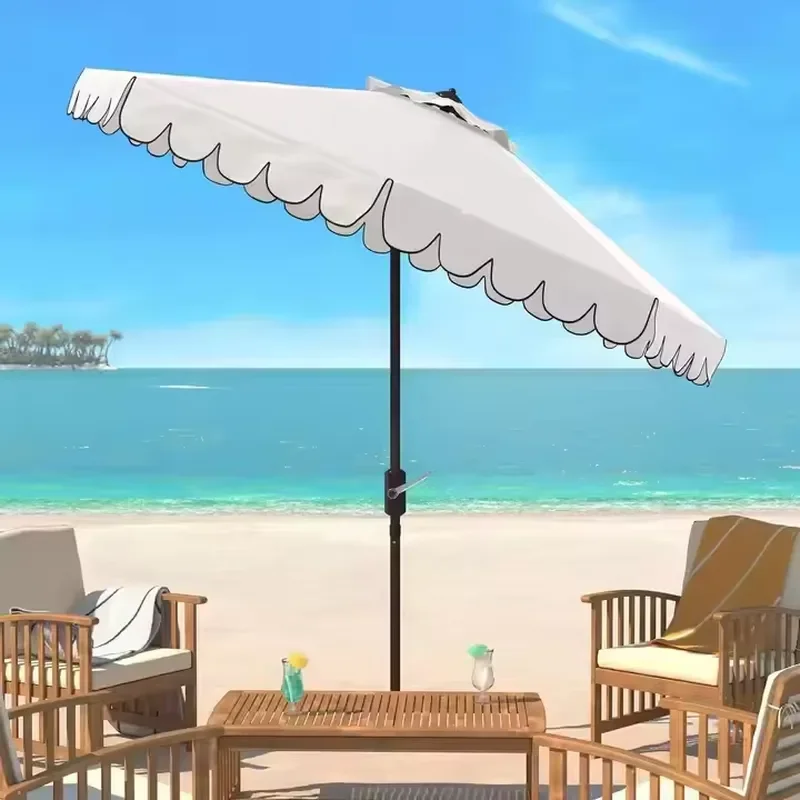 Modern Design Flowered Beach Umbrella with 260 Polyester Fabric Decorative Mid Pole Frame for Hotel Outdoor Hospital