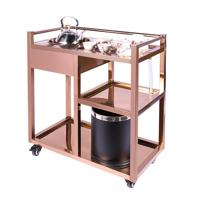 I1 Restaurant KTV Stainless Steel Dim Sum Tea Cart Restaurant Tea House Mobile Wine Making Tea Cart Hotel Service Cart Push