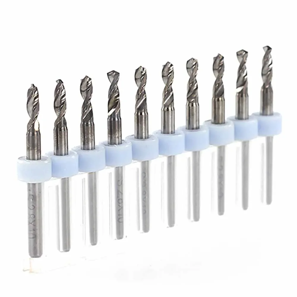 10 قطعة كربيد PCB مجموعة لقمة مثقاب 1.1-2.0 مللي متر ، 1/8 "عرقوب صغير CNC بت للوحة دوائر كهربائية وحفر بلاستيكي