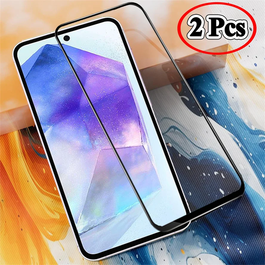 2 Pcs, 9D & 9H Glass for Samsung A55 5G Tempered Glass Samsung Galaxy A55 5G Screen Protector Samsung Galaxy A 55 Glass A55 5G