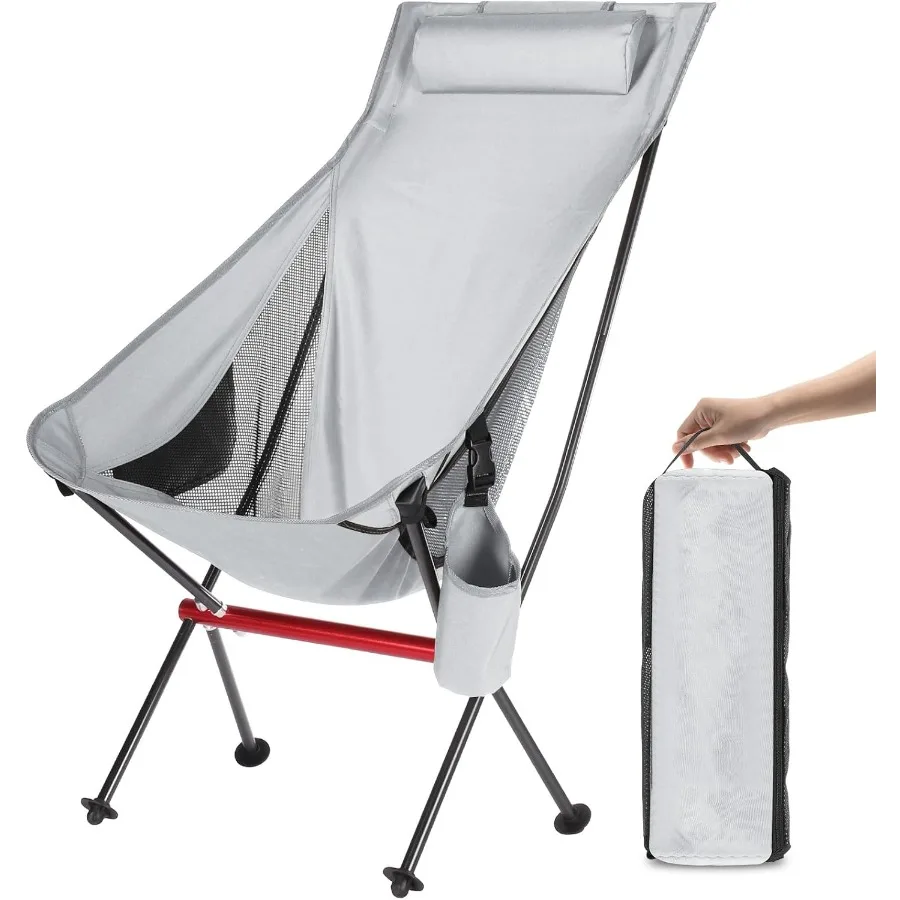 

OKYUK Camping Chair High Back Portable Folding Chair Aircraft Grade Aluminum Alloy Structure Built-in Pillow Side Pocket and Ca