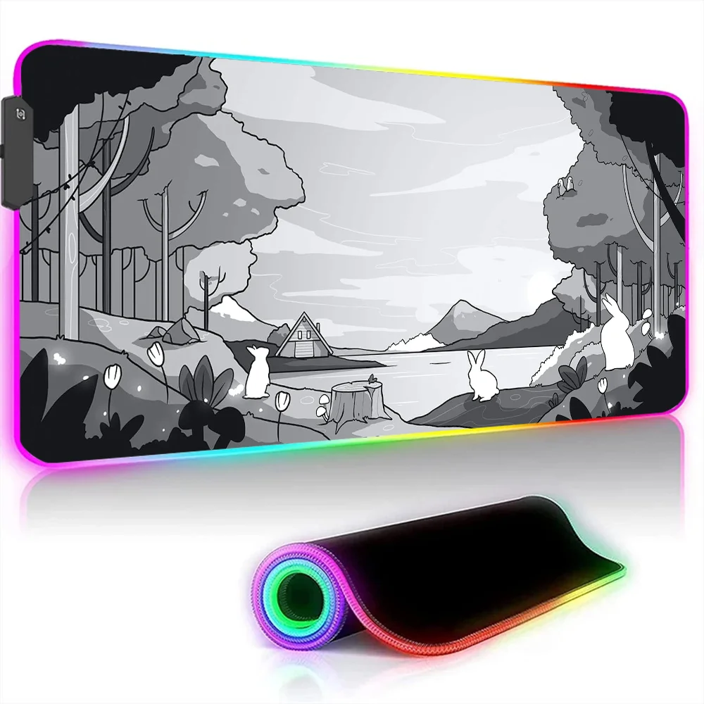 

Большой коврик для мыши Bunny Land 900x400, компьютерный коврик, настольные аксессуары, Офисная игровая клавиатура Rgb, коврик для настольных компьютеров, расширенный