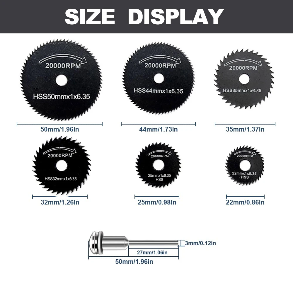 7Pcs Electric Drill Circular Saw Blade Mini Woodworking Metal Cutting Blade HSS Cutting Disc Dremel Rotating Tool Accessories