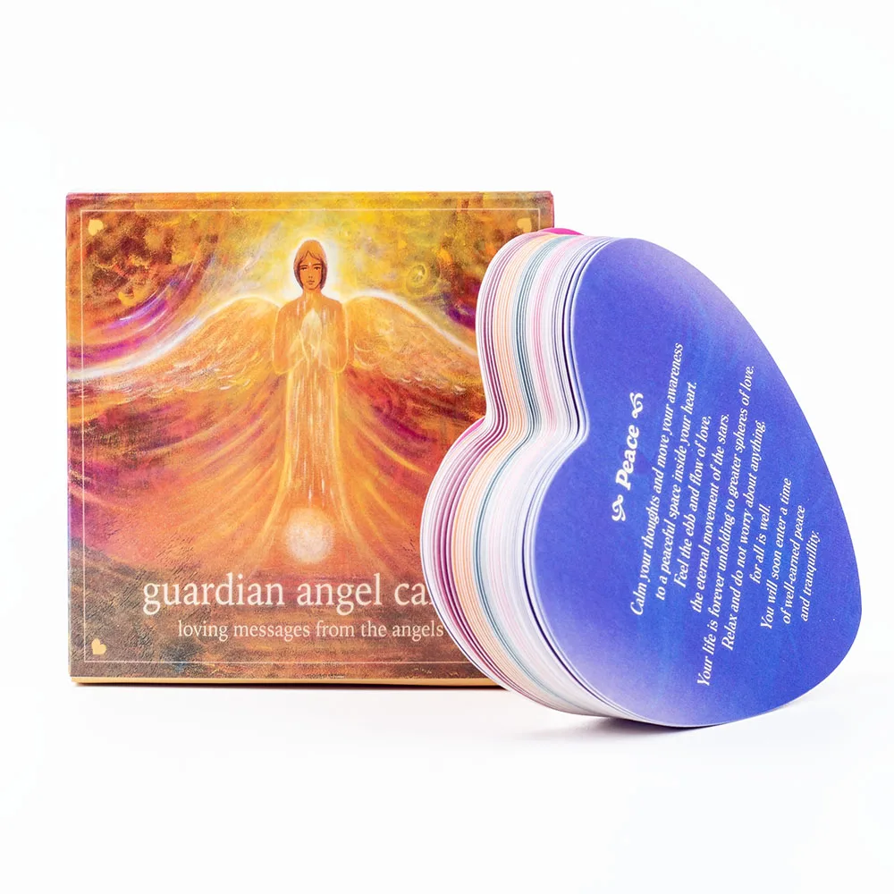Gudian Angel Cards Herzförmige englische Oracle-Karte, 46-Karten, liebevolle Nachrichten aus den Engeln – Detail 2