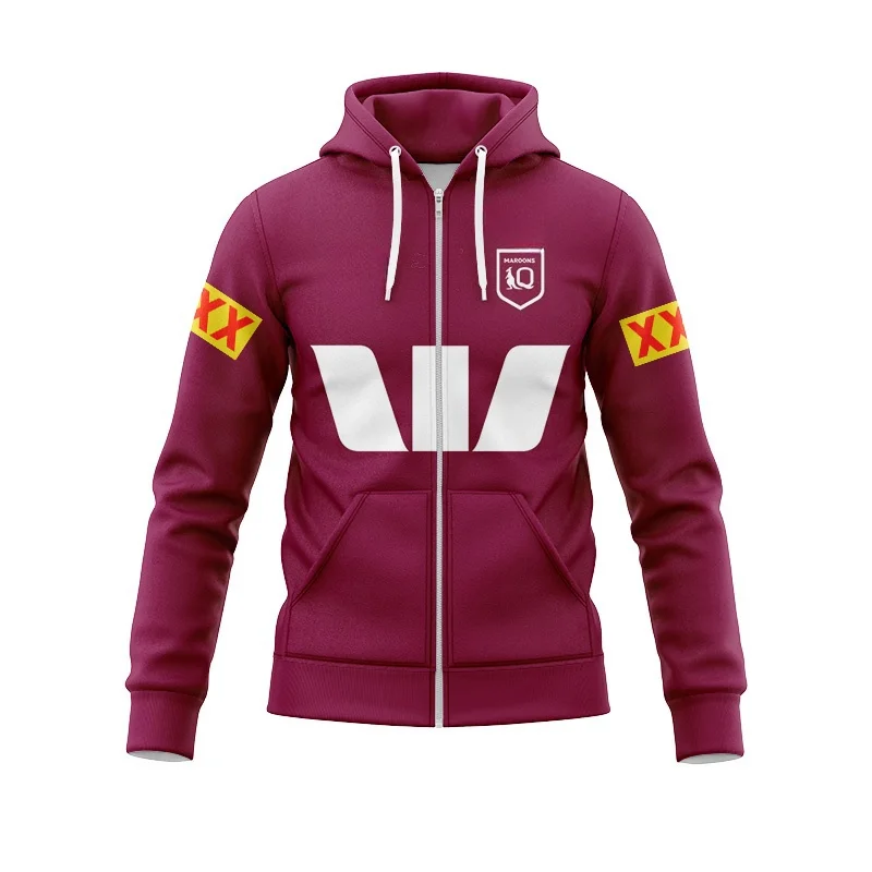 

Zip Hoodie 2024 QLD Maroons Men's Football Training Shirt