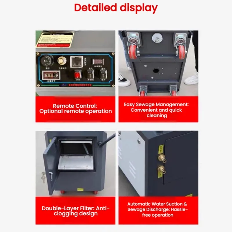 Wheeled Portable Digital Control High Pressure High Temp Steam Cleaner Mobile Trolley Steam Washing Machine for Home Customized