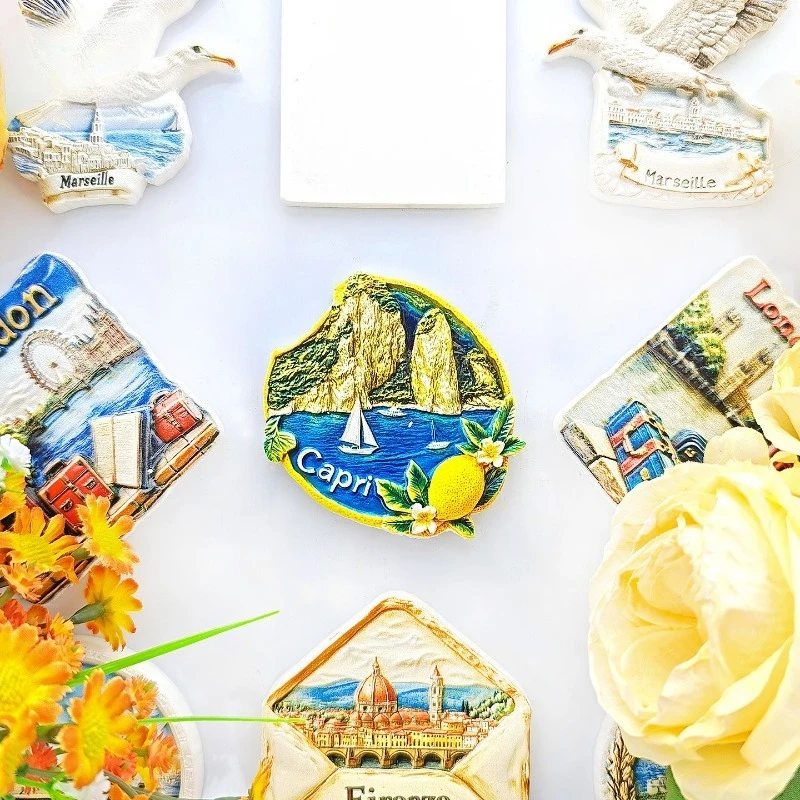 Capri Italy Fridge Magnet - Elegant 3D Island Souvenir Unique Mediterranean Travel Gift for Luxury Home & Vacation Decor