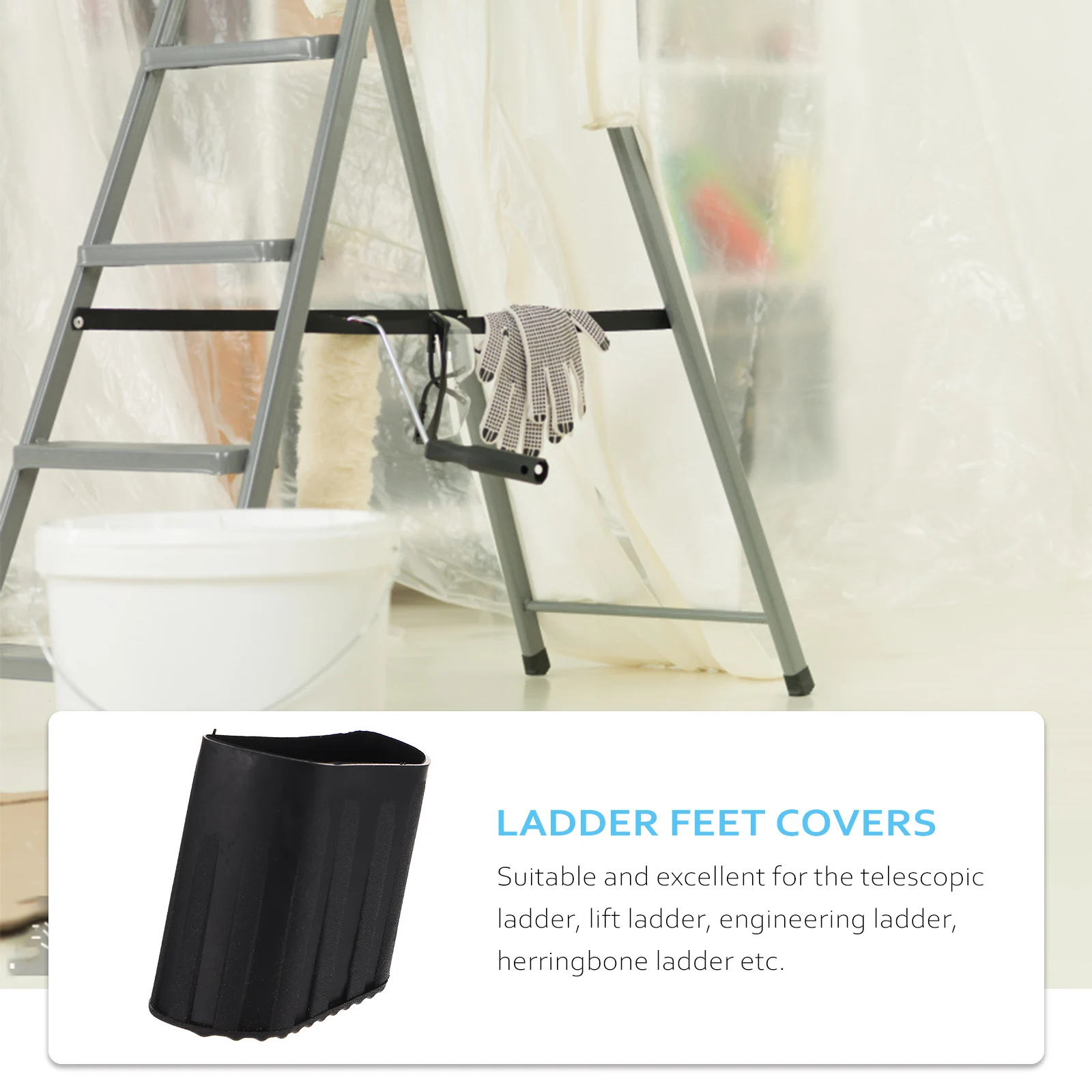 

4pcs Ladder Feet Covers Non-slip Rubber Mats 25x43mm Telescoping Stabilizers Protectors Anti-slip Square Foot Pads Durable