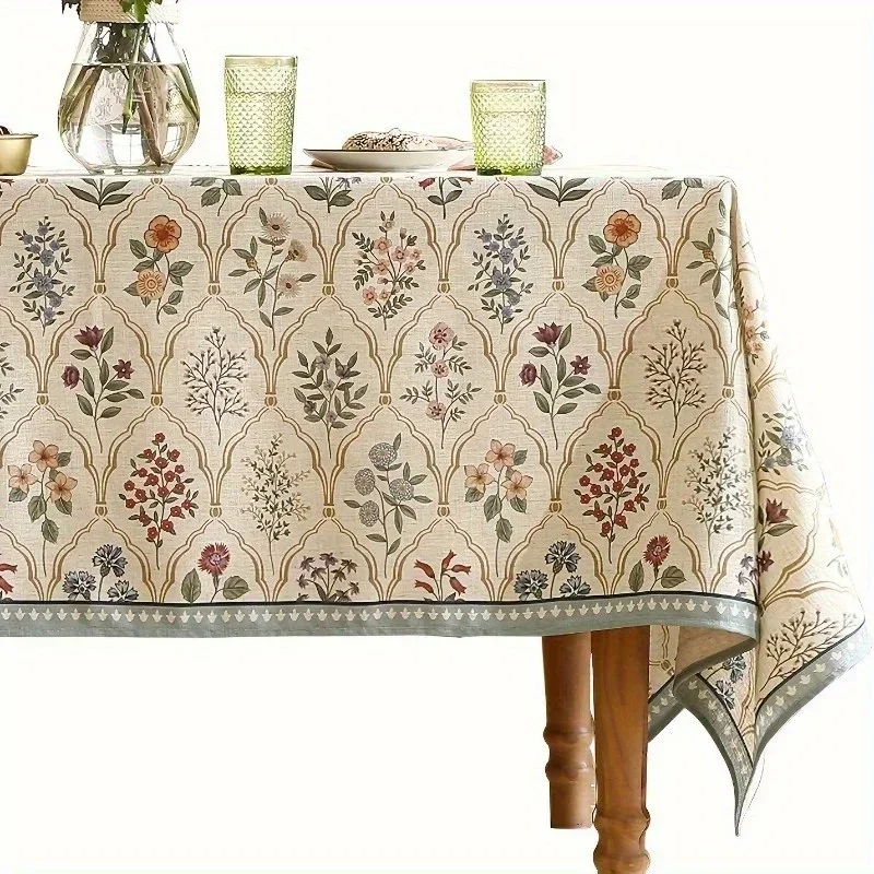 1pc Elegant Flower Tablecloth - Bright floral pattern, perfect for Thanksgiving and other occasions.yzb