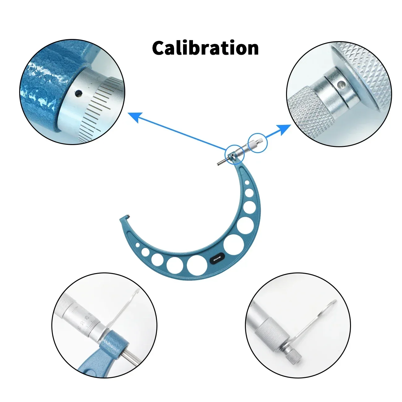 SHAHE 225-250mm High Quality Outside Metric Micrometer 0.01mm Resolution Premium Precision Machinist Tools