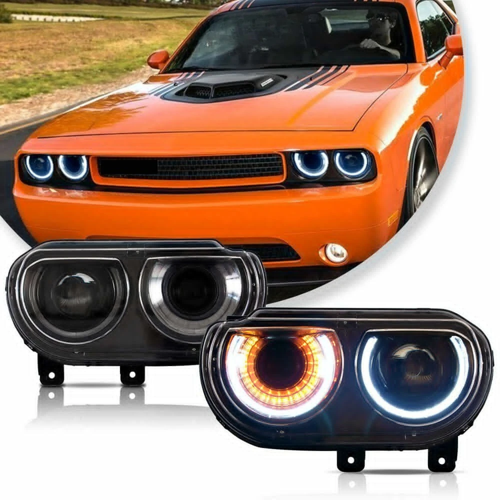 Всепогодные водонепроницаемые светодиодные персонализированные автомобильные фары, светодиодные фары для Dodge Challenger 2008-2014 с индикатором протирания поворота