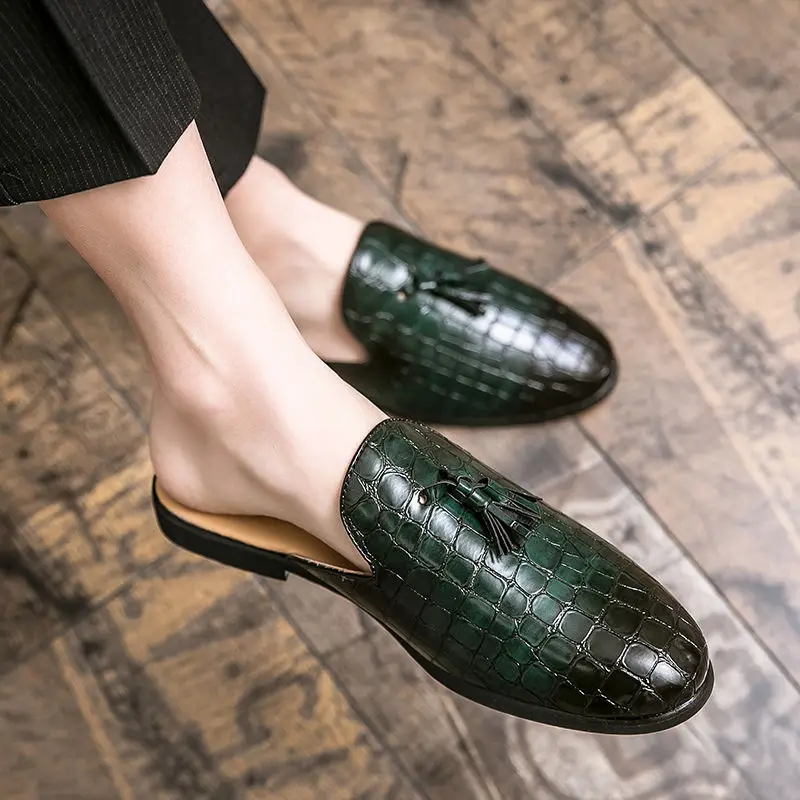 Famous Brand Shoes Mens Dress Shoes Leather Mules Men Dress Loafers Wedding Shoes Men Pantuflas Heren Schoenen Zapato Hombre