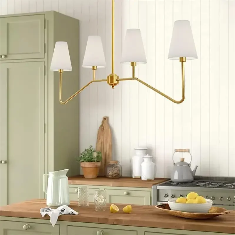 

Modern Salon Home Decor Pendant Lights American Style White Linen Shades Led Lamp Living Room Dining Table Bedroom Chandeliers