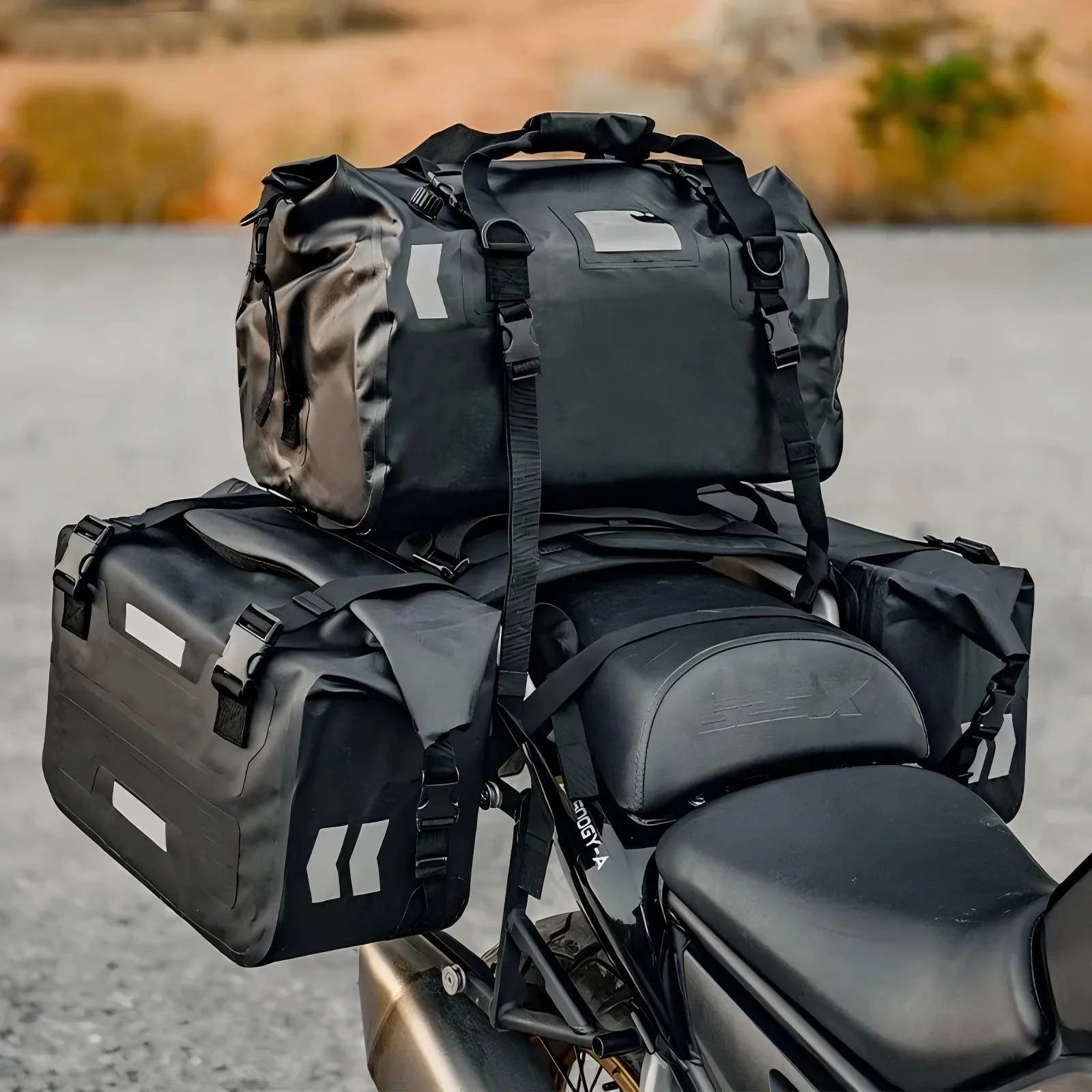 Motorcycle Bags Waterproof Outdoor Large Capacity 60L 66L Saddle Bags Motorcycles Skiing Travel Hiking Camping Luggage Bag