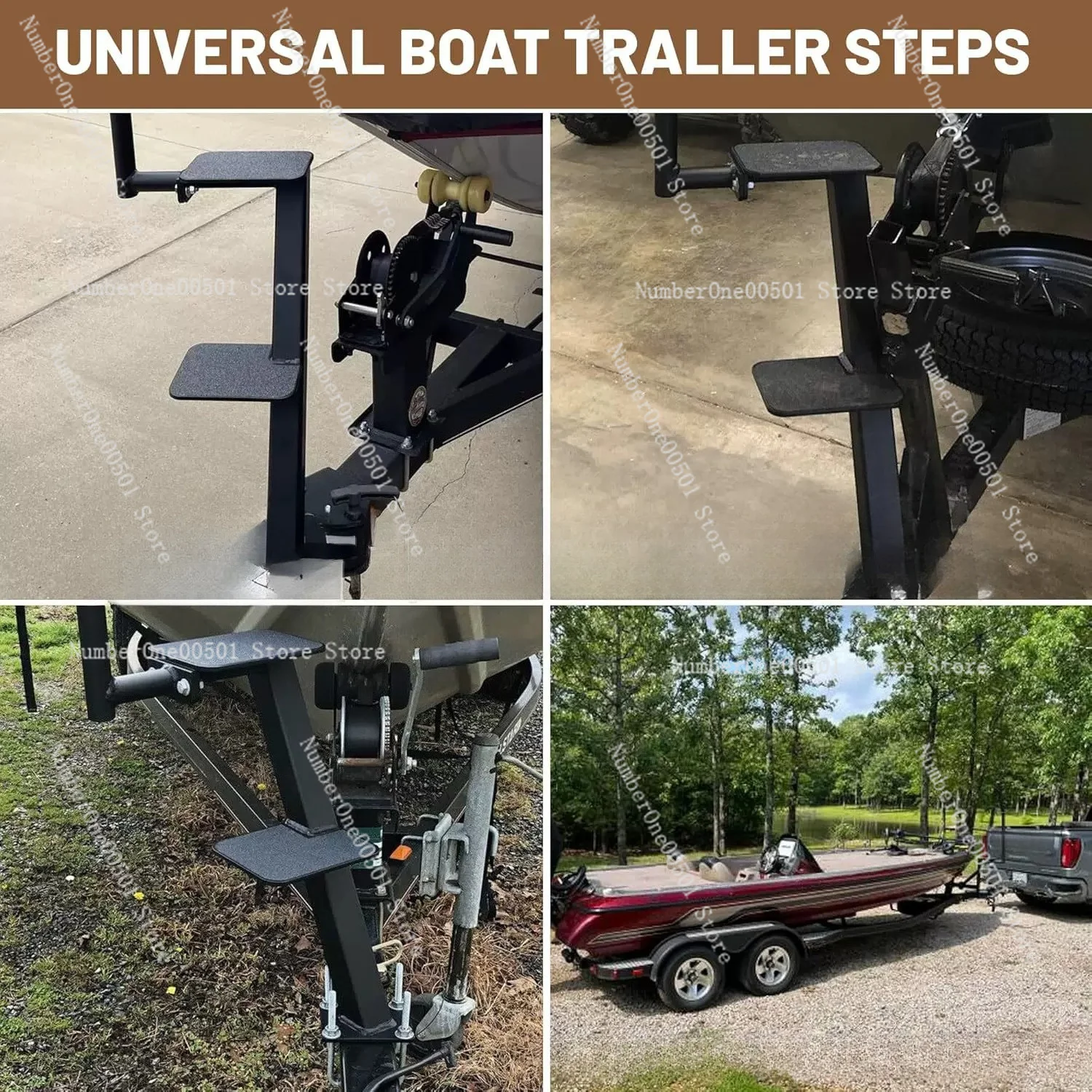 Ladder 2-step Boat Ladder, Heavy Duty Solid Steel Anti-skid New Boat Pedal Combination 3-step Boat Trailer Pedal