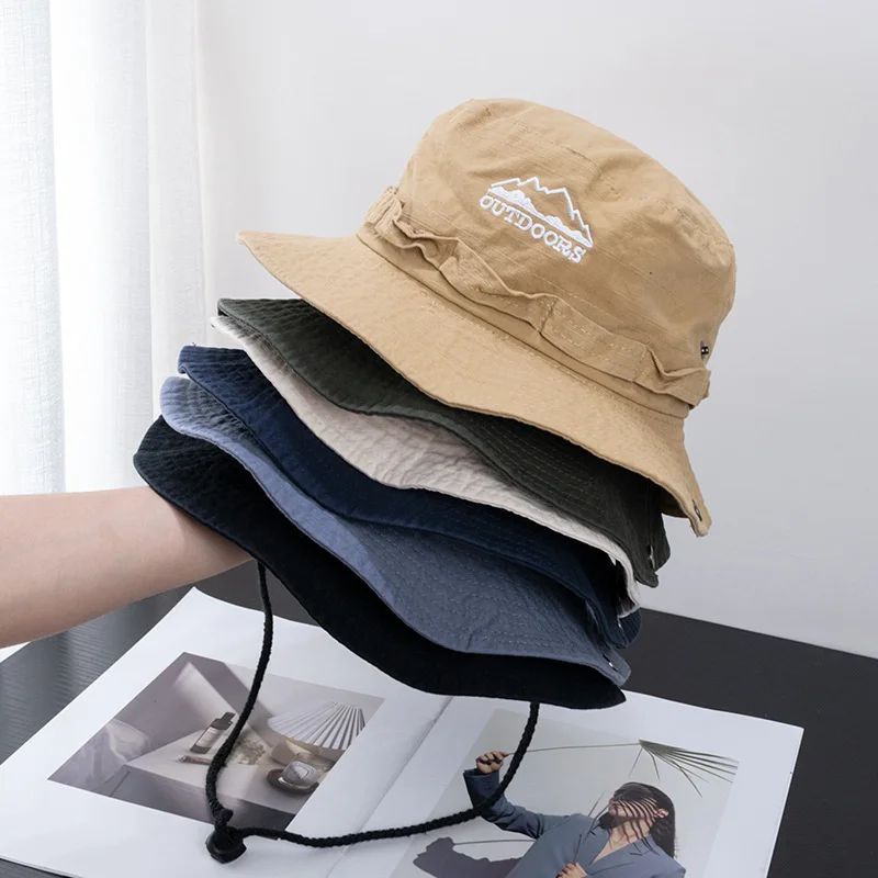 Summer Men Bucket Hat Outdoor UV Protection Wide Brim Breathable Panama Hunting Hiking Caps Fisherman Hats Beach Sunscreen Cap