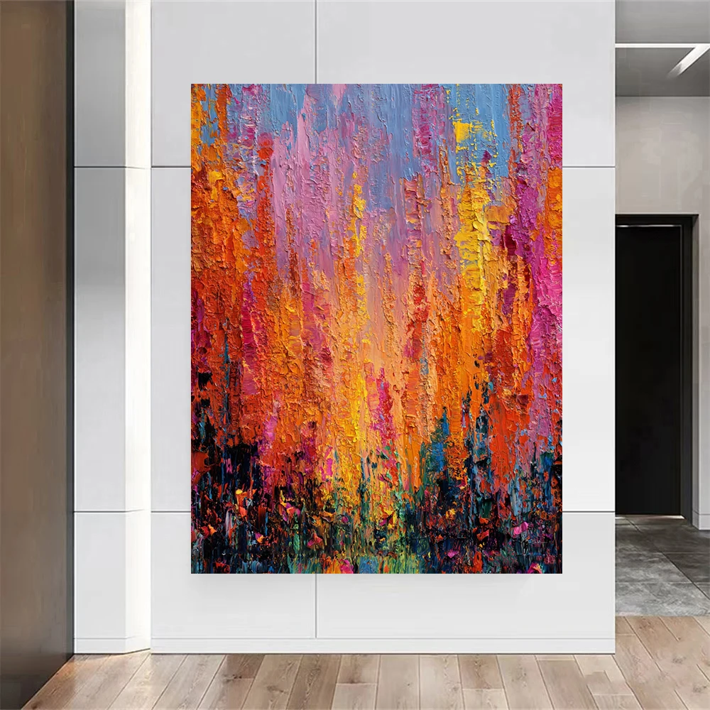 

Импрессионистская живопись с объемными мазками, ручная абстрактная роспись, диван в гостиной, фоновая стена, декоративная картина, настенное искусство на холсте