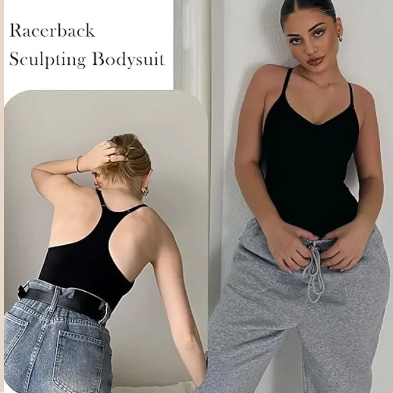 Guudia Racerback Naadloze Beeldhouwen Body Shaper Tank Top Bodysuit voor Vrouwen Buikcontrole Shapewear Rekbare Geribbelde Body