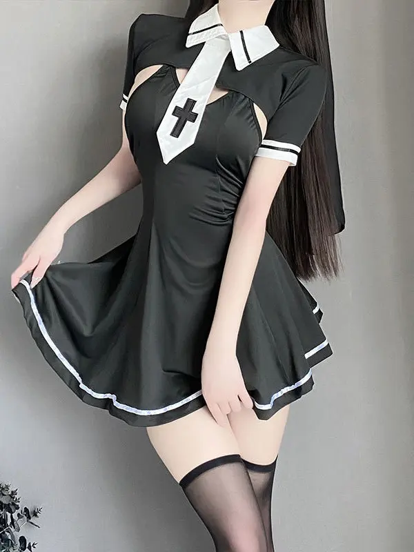 

Fun Underwear Sexy And Pure Desire Free Nun Uniforms Small Chest Pajama Dress Elegant Black Slim Fit Waist 2750 RHPX