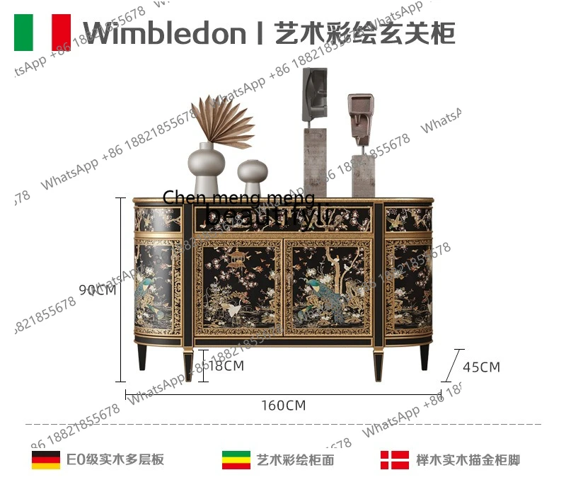 X  Entrance cabinet entrance foyer decorative drawer, household villa, solid wood dining side cabinet
