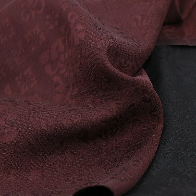 

Wine red perforated flower brocade jacquard silk fragrant gauze fabric cheongsam and Hanfu face skirt