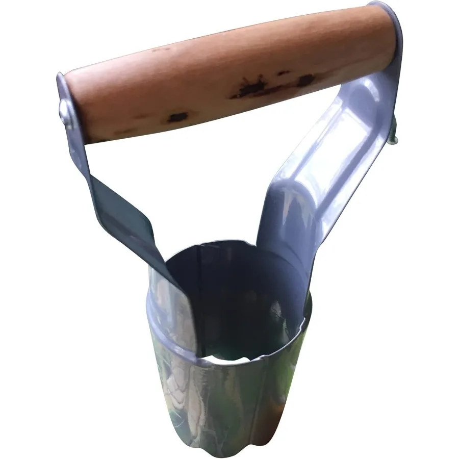 Garden guru ferramenta de plantador de lâmpada de aço para plantio de lâmpadas de aço de alto carbono confortável madeira esculpida lidar com marcador de profundidade para consis