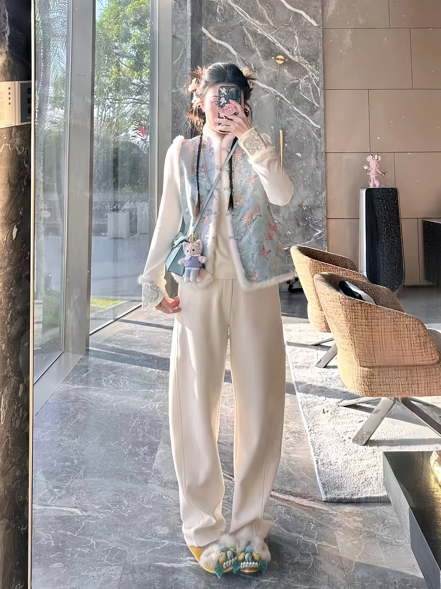 

Skin-friendly Thi Wide Leg Casual Pants Women's Basic Sle Elastic Waist Pure Color Small Banana Pants Comfortable Fit