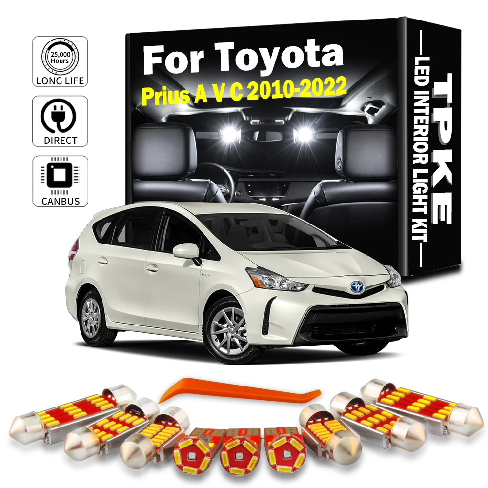 

12Pcs LED Interior Map Dome Light Door Sun Visor Lamp Kit For Toyota Prius A V C Prius+ Prime 2010 2011 2018 2019 2020 2021 2022