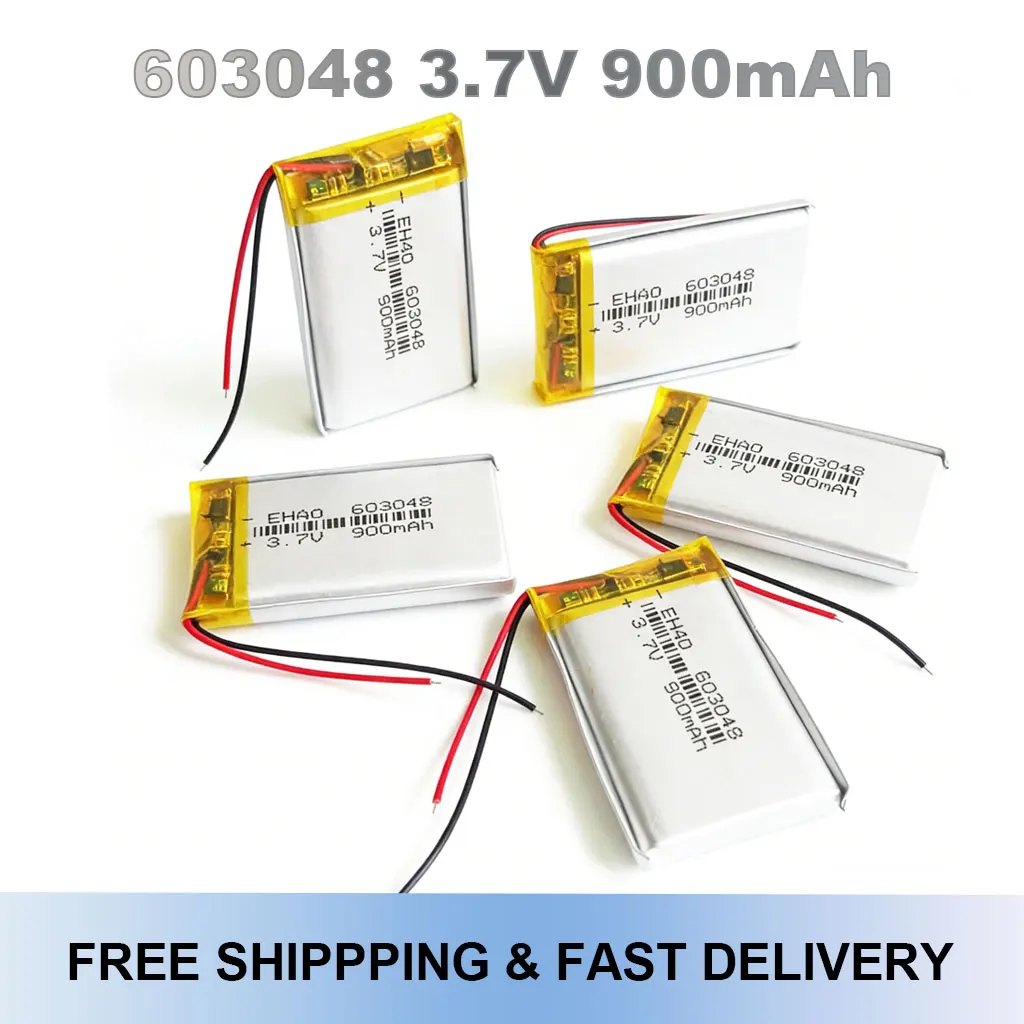 

603048 3.7V 900mAh Rechargeable Li-Polymer Battery For GPS MP3 E-book Camera Recorder Bluetooth Mobile Phone