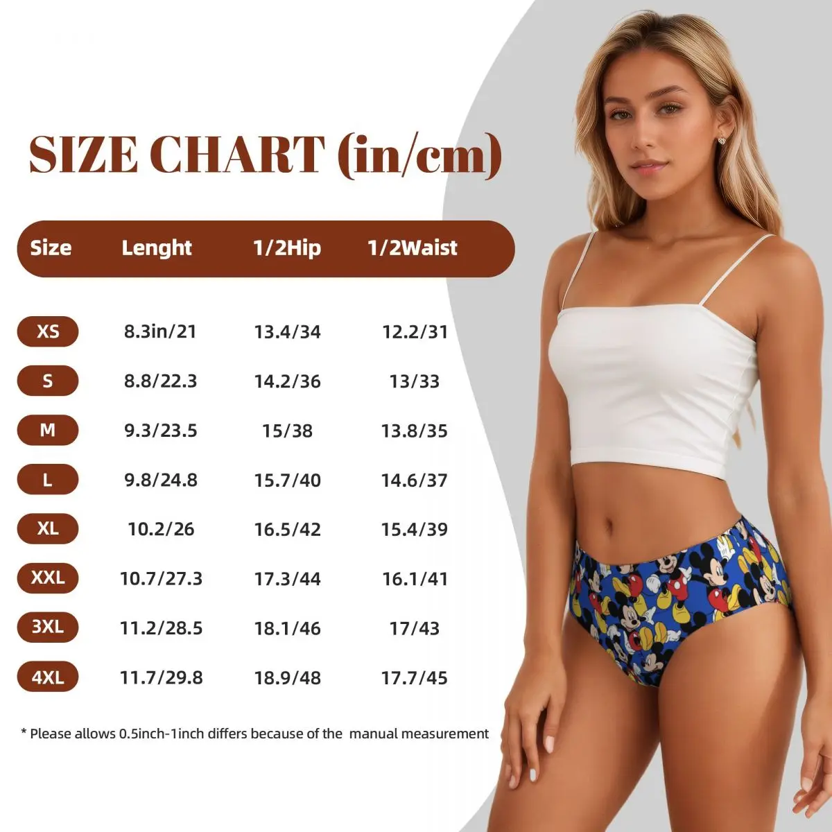 Custom Mickey Mouse Brief Panties Womens Breathable Stretch Underwear